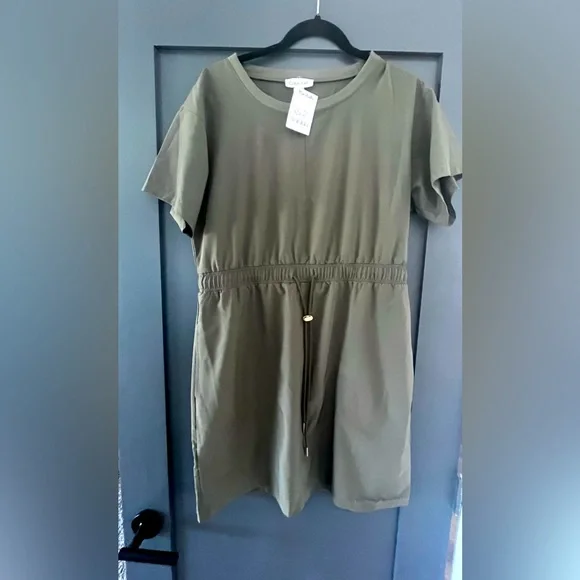 Calvin Klein | Dresses | Calvin Klein Dress Army Green Stretch Waist Short  | Poshmark